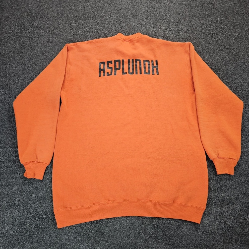Russell Athletic Sweatshirt Mens XL Orange Asplundh Vintage Made In USA Crewneck
